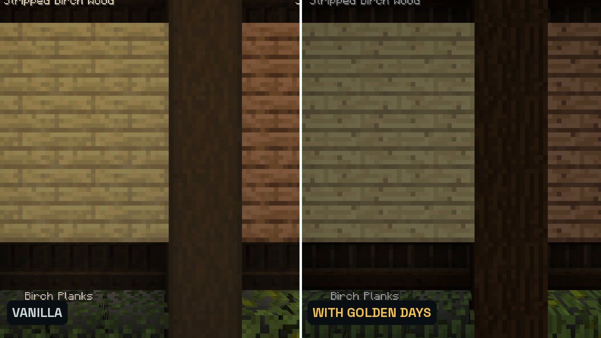Two Minecraft screenshots side by side of wood blocks, right with the older Minecraft textures