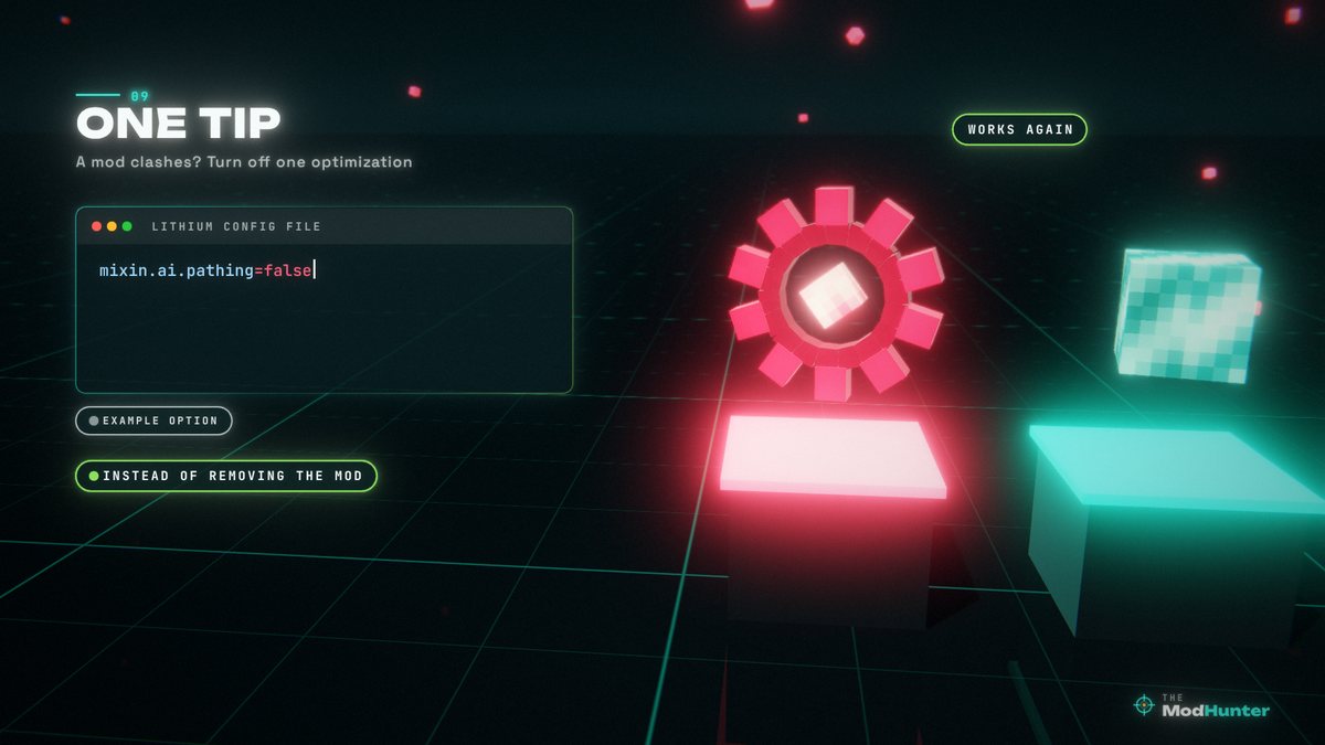 A config file panel with the line mixin.ai.pathing=false next to the Lithium gear