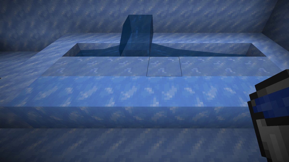 Water flowing into a basin lined with Blue Ice