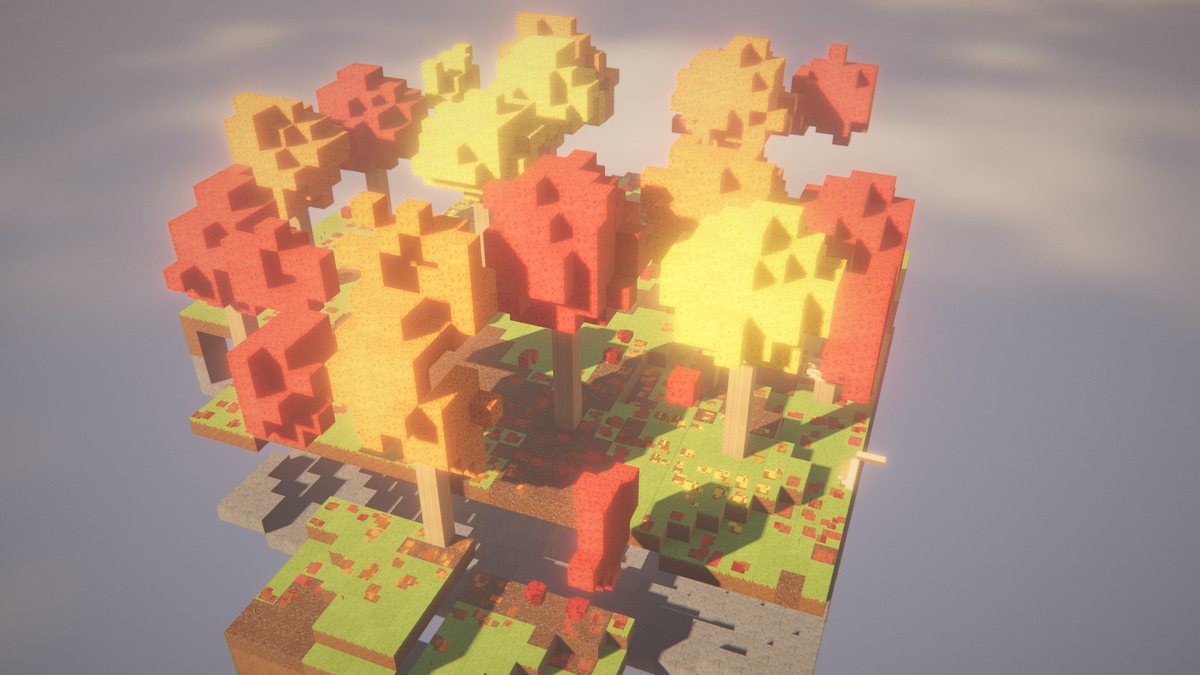 Voxel island assembling from chunks