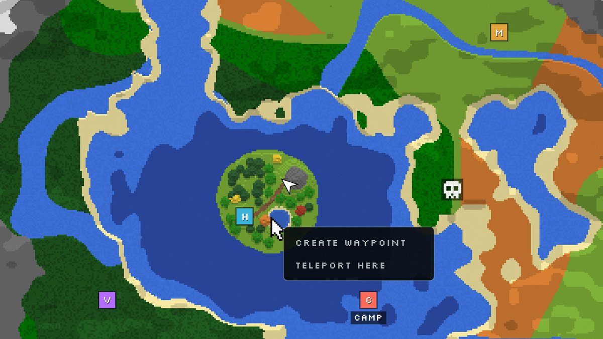 World map with colored waypoint markers and a right-click menu